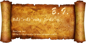 Böröndy Irén névjegykártya